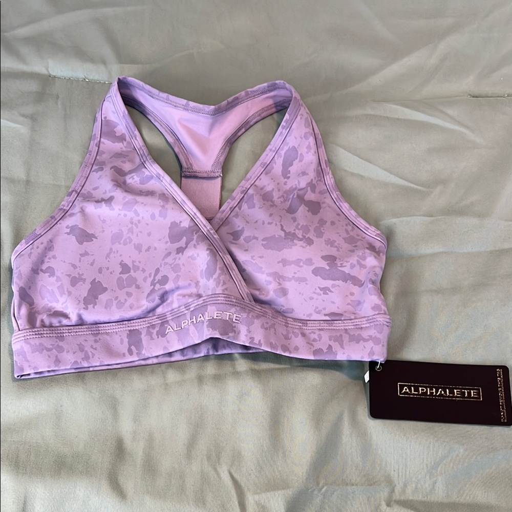 Alphalete Purple Racerback Sports Bra Velvet Texture